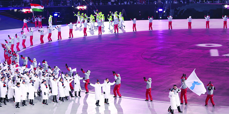 平昌冬奥开幕 朝韩共同入场